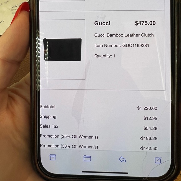 Gucci bamboo leather clutch. Small. Mint condition - Picture 3 of 7